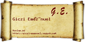 Giczi Emánuel névjegykártya