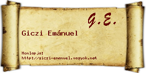 Giczi Emánuel névjegykártya